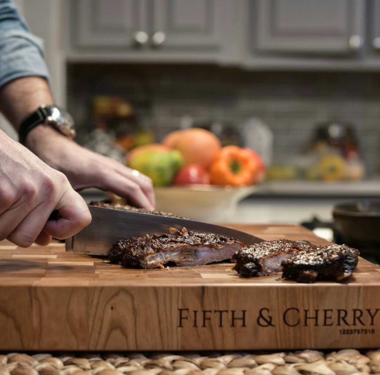 Fifth & Cherry End-Grain Cherry Cutting Board. Refinished For Life Forever Free!